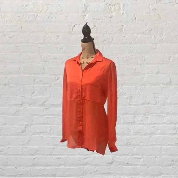 Free People Button Down Blouse - Sheer - Picture 2 of 6